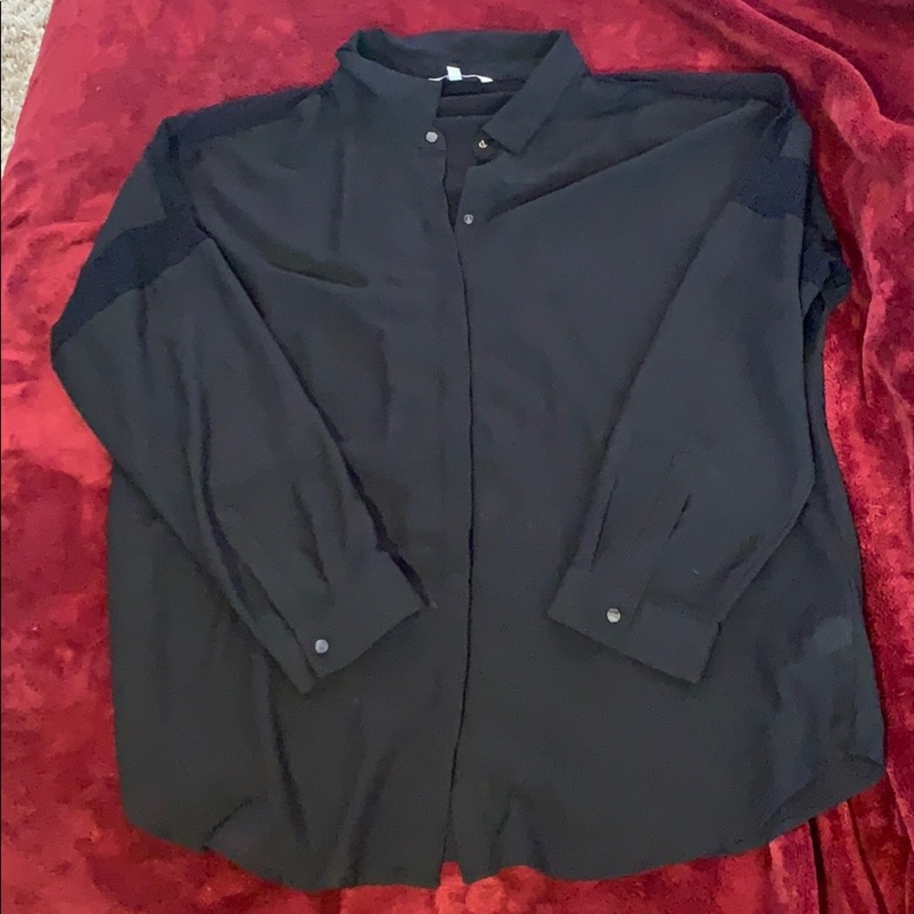 Black XL sheer snap up Calvin Klein blouse